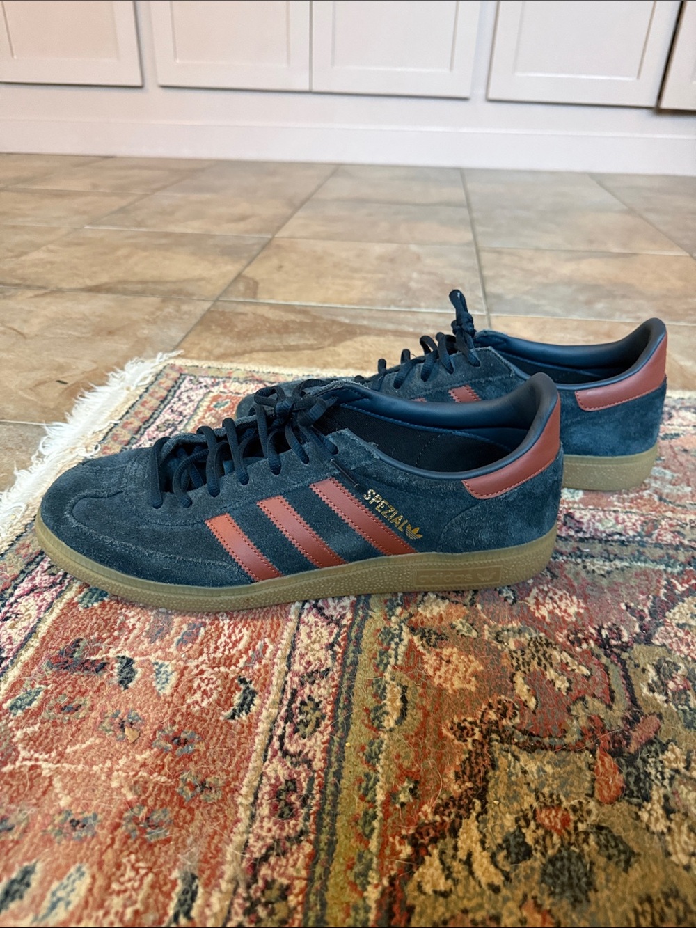 Men's Adidas Spezial Suede Sneakers in Navy with Red Stripes (12) - Picture 2 of 11